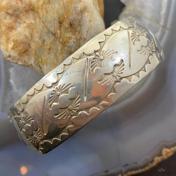 Jewelry - Vintage Native American Sterling Silver Stamped With Sun Rays Bracelet For Women